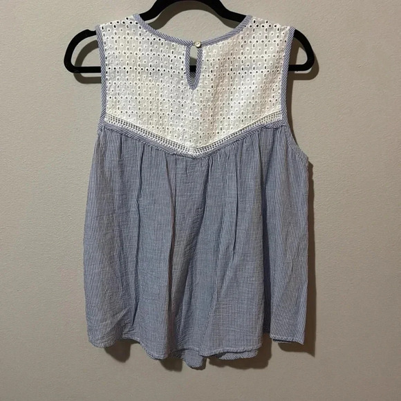 Democracy | 100% cotton blue tank with eyelet white detailing, medium. EUC - Picture 8 of 8